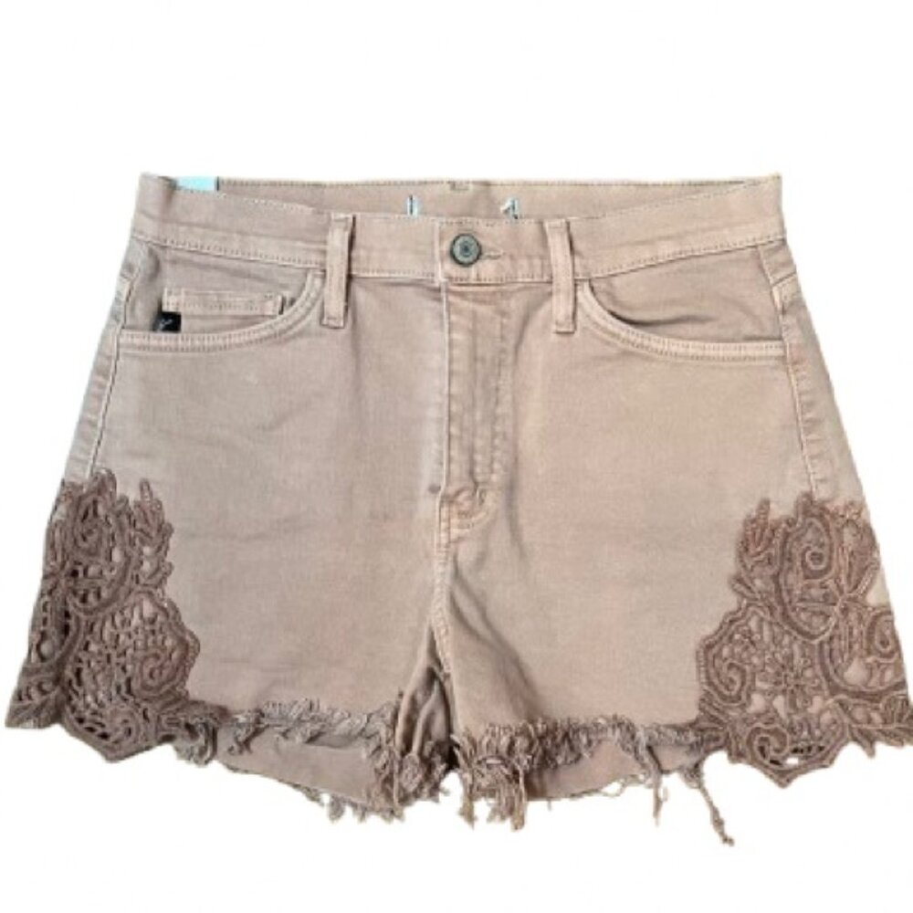 KanCan Women's Lace Trimmed Salmon Denim Shorts Size 28